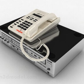 White Vintage Desk Phone 3d model