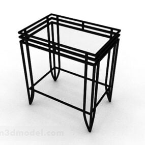 โต๊ะรับประทานอาหารโครงเหล็กสีดำโมเดล 3 มิติ
