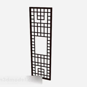 Partição marrom de madeira com padrão chinês Modelo 3D