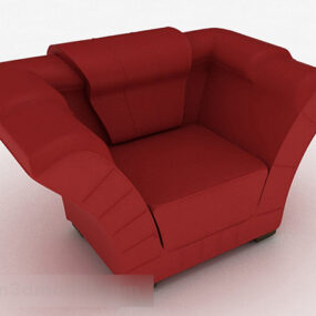 Red Fabric Minimalist Single Sofa 3d model