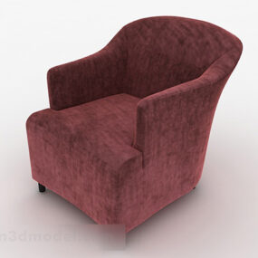 Minimalistyczna pojedyncza sofa z czerwonej tkaniny V1 Model 3D