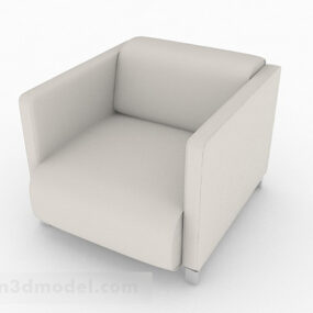 Sofa Single Minimalis Kain Putih model 3d