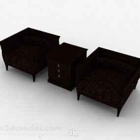 Brown Color Single Sofa Set 3d model