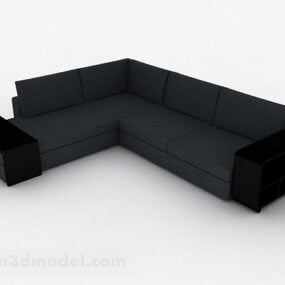 3д модель домашнего простого черного углового дивана
