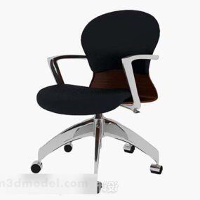 Black Office Wheels Chair 3d model