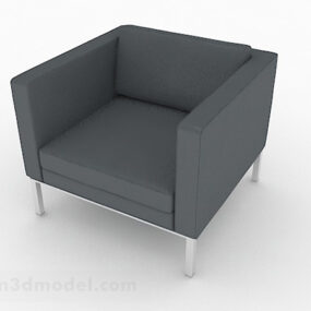 Model 3d Sofa Tunggal Sederhana Kain Abu-abu
