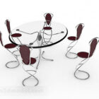 Table et chaise de salle à manger ronde en verre