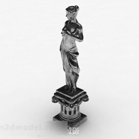 Modelo 3d de estátua de metal de anjo feminino