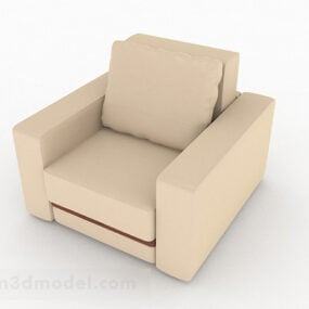 เก้าอี้โซฟาเดี่ยวสไตล์มินิมอลสีน้ำตาลอ่อนแบบ 3 มิติ