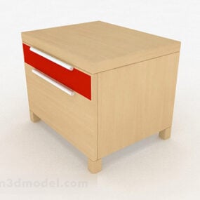Yellow Wooden Bedroom Bedside Table 3d model