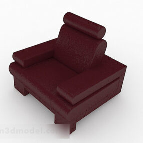 Sofá individual minimalista rojo oscuro modelo 3d