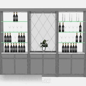 Gray Paint Wine Cooler Cabinet 3d model