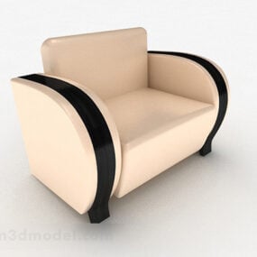 黄色简约单人沙发椅3d模型