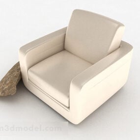 Canapé simple minimaliste blanc cassé modèle 3D