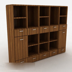 Vitrina de oficina de madera marrón modelo 3d