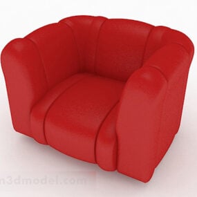 Home Single Armchair Red Fabric 3d model