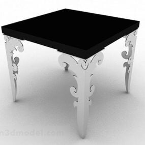 Černý jídelní stůl s kovovými nohami 3D model