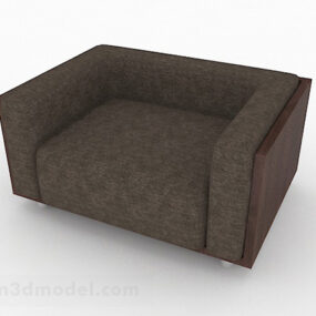 Sofá individual de tela marrón oscuro modelo 3d
