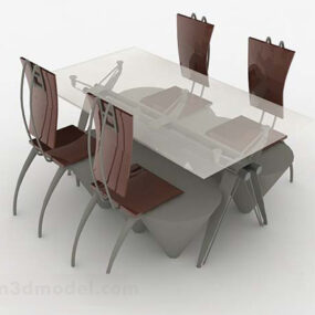 Minimalist Office Dining Table Chair 3d model