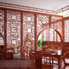 Čínský čajový interiér restaurace