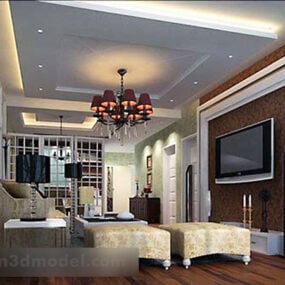 Design europeu de sala de estar interior V2 modelo 3d