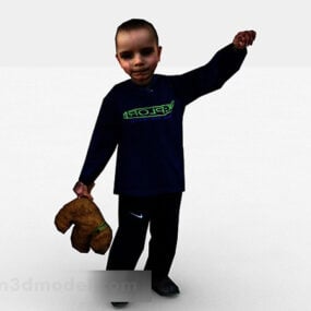 3D-Modell einer gehenden Figur eines kleinen Jungen