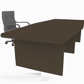 Ghế văn phòng màu nâu có bàn mẫu 3d