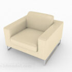 Beige Leather Minimalist Single Sofa