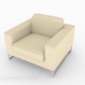 أريكة مفردة بسيطة من الجلد باللون البيج موديل ثلاثي الأبعاد