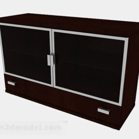 Koyu Kahverengi Ahşap Dolap Masası 3d modeli