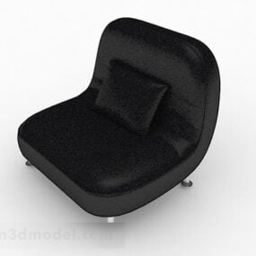 Schwarzes Leder-Einzelsofa, einfache Möbel, 3D-Modell