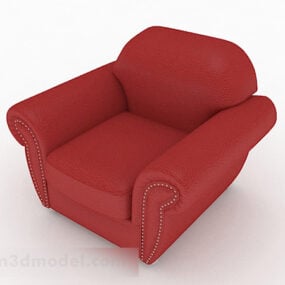 3д модель простого одинарного кресла из красной ткани