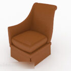 Brown Leather Single Sofa Wing Back
