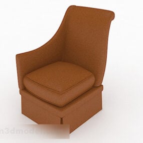 Modelo 3d de asa de sofá único de couro marrom