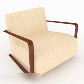 أريكة مفردة بسيطة من الجلد البيج موديل ثلاثي الأبعاد