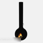 Black minimalist fireplace 3d model