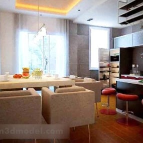 Desain Interior Ruang Makan Rumah Modern model 3d