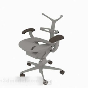 3д модель офисного стула серого цвета