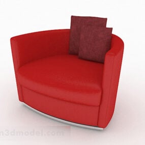 Red Fabric Minimalist Single Sofa V2 3d model