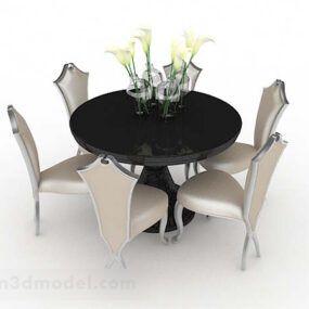 Furniture Round Dining Table Chair 3d model