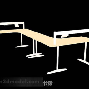 黄木办公室角桌3d模型