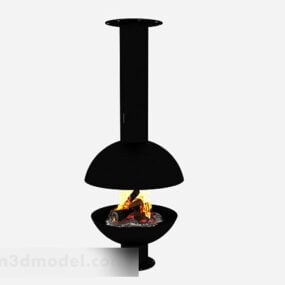 Modern Minimalist Metal Fireplace 3d model