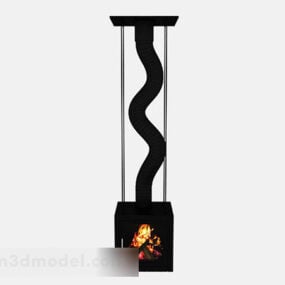 Black Iron Minimalist Fireplace 3d model
