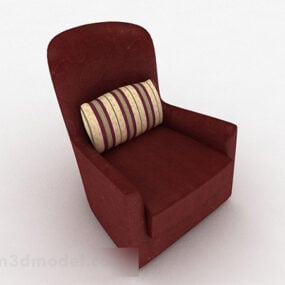 كرسي بذراعين مفرد من القماش الأحمر مع وسادة موديل ثلاثي الأبعاد