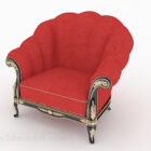 欧式红色布艺单人沙发