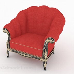 أريكة مفردة من القماش الأحمر الأوروبي نموذج ثلاثي الأبعاد
