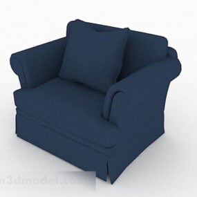أريكة زرقاء مفردة نموذجية ثلاثية الأبعاد