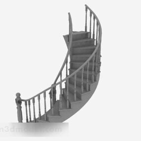 Curved Concrete Stair With Handrail 3d model