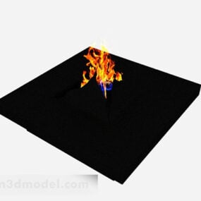 Black Minimalist Fireplace Simple Style 3d model