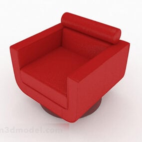Red Single Sofa Simple Style 3d model